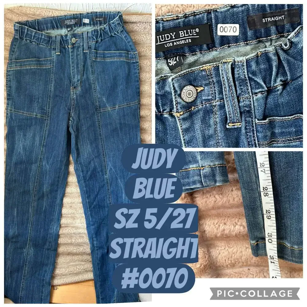 Judy Blue High Rise Elastic Waist Straight Leg Jeans Size 5/27 #0070